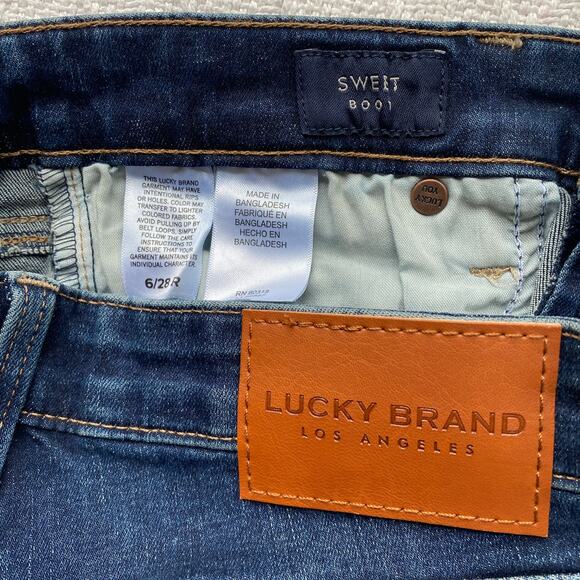 NWT Lucky Brand Sweet Boot Mid-Rise Jeans Womens Size 28 Dark Wash Stretch Denim - Picture 7 of 10